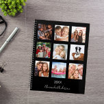 Custom photo family collage monogram black 2025 planner<br><div class="desc">Make your own unique family photo collage as a gift for your mum, wife or yourself. Use four, 9 of your favourite photos of your family, friends, dream travel destination or pet! Personalise and add a name and a year. The name is written with a modern hand lettered style script....</div>