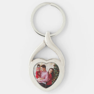 Custom Photo Family Holiday Keepsake Metal Key Ring