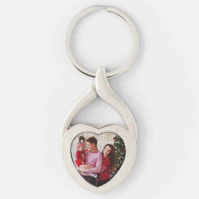 Custom Photo Family Holiday Keepsake Metal  Key Ring (Front)