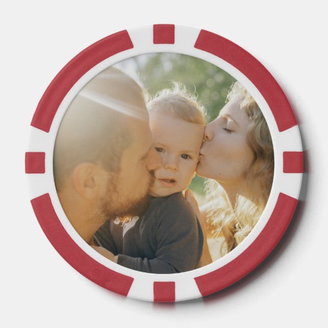 Custom Photo Family Kiss Personalised Text  Poker Chips (Front)