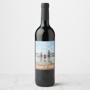 Custom photo family memories summer wine label