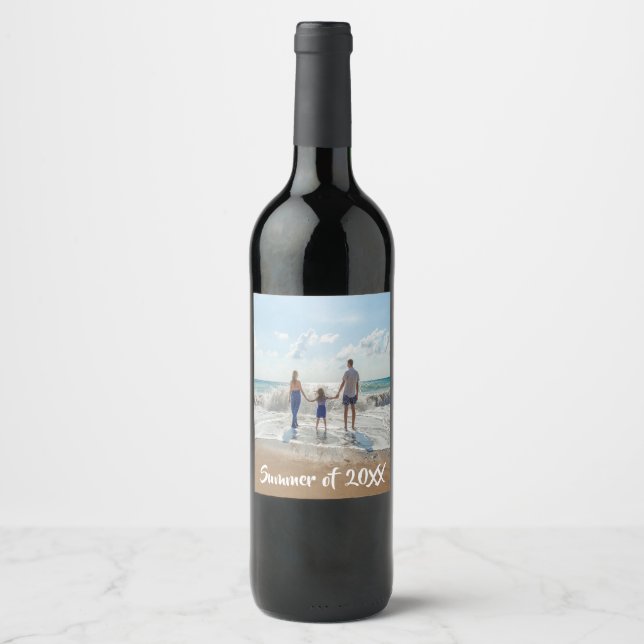 Custom photo family memories summer wine label (Front)