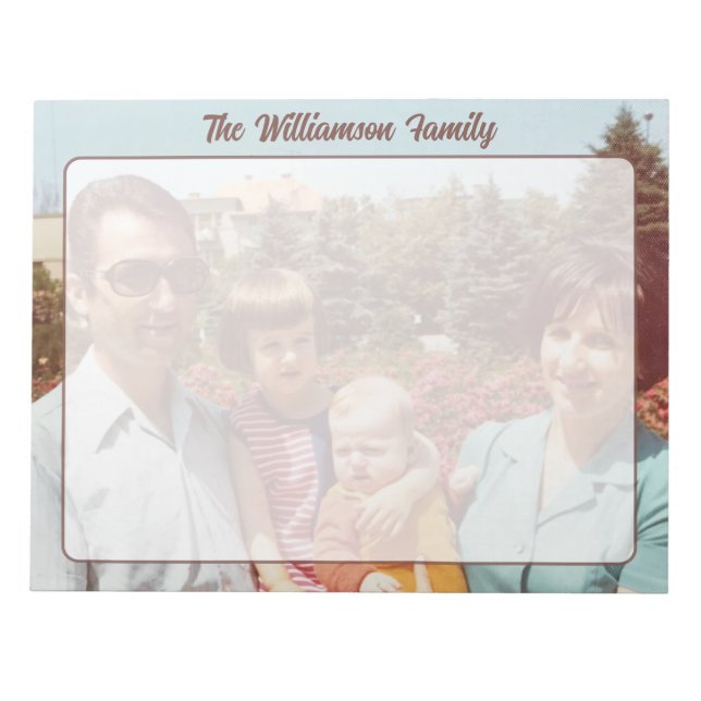 Custom Photo Family Name Retro Script To Do List  Notepad (Front)