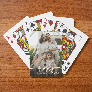 Custom Photo Family Script Personalised Playing Cards
