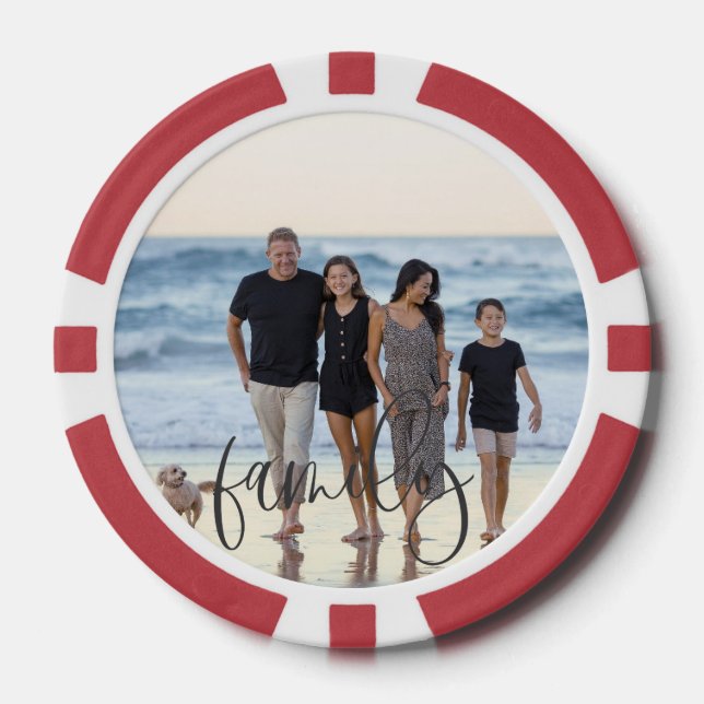 Custom Photo Family Script Poker Chips (Front)