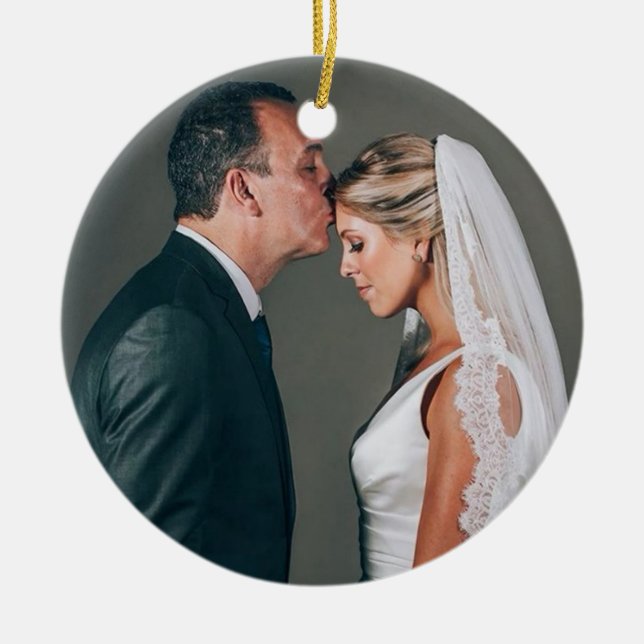 custom photo father of bride ceramic tree decoration (Front)