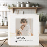 Custom Photo  | Father Thank You Gift Wooden Box Sign<br><div class="desc">Celebrate the love and strength of fatherhood with this custom wooden box sign, beautifully designed with the heartfelt quote: “Father. Thank you for always being there.” Upload your favourite photo to create a touching, timeless keepsake for Father’s Day, birthdays, or just to show appreciation. With a rustic distressed finish and...</div>