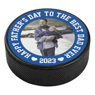 Custom Photo Father's Day Hockey Puck