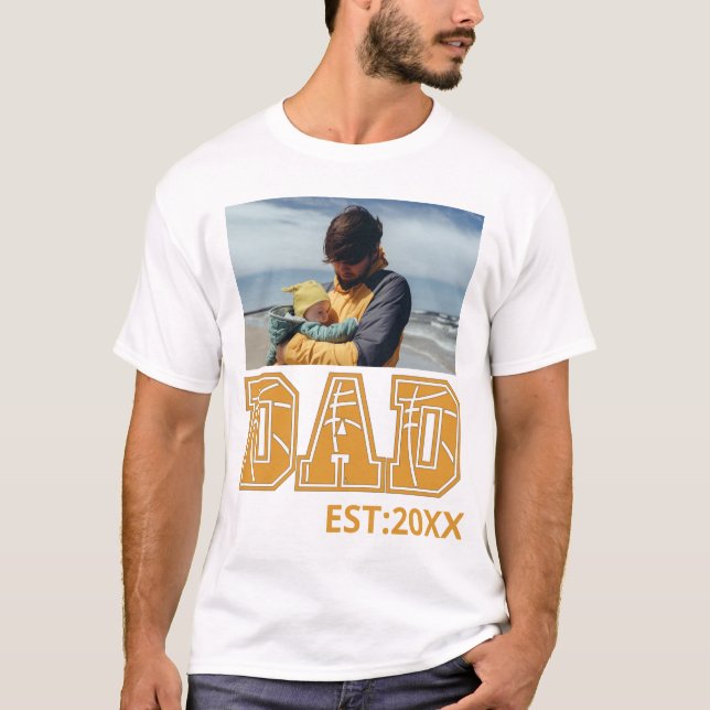 Custom photo Fathers day Sports Dad Basketball Dad T-Shirt (Front)