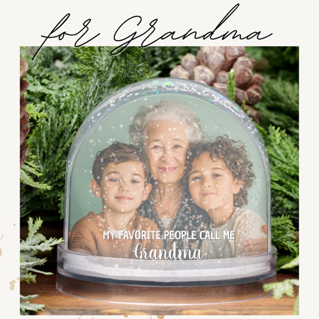 Custom Photo Favorite People Call Me Grandma Snowglobe (Personalized photo snow globe for Grandma)