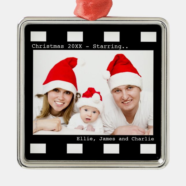 Custom Photo Film Reel Christmas Metal Tree Decoration (Front)