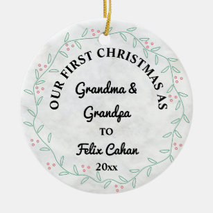 Custom Photo First Christmas as Grandma & Grandpa Ceramic Tree Decoration