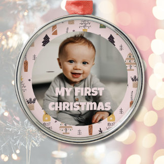 Custom Photo First Christmas Gifts for Daughter Metal Tree Decoration