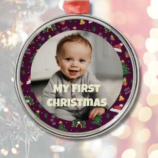 Custom Photo First Christmas Gifts for Daughter Metal Tree Decoration