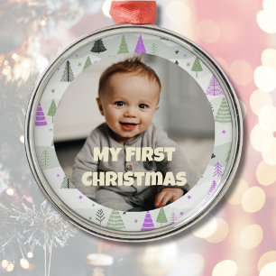 Custom Photo First Christmas Gifts for Daughter Metal Tree Decoration