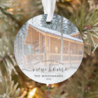 Custom Photo First Christmas New Home Grey Script