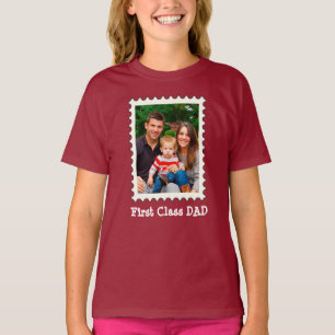 Custom Photo First Class Dad on Fist Class Postage T-Shirt