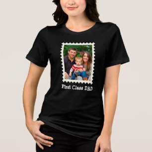 Custom Photo First Class Dad on Fist Class Postage Tri-Blend Shirt