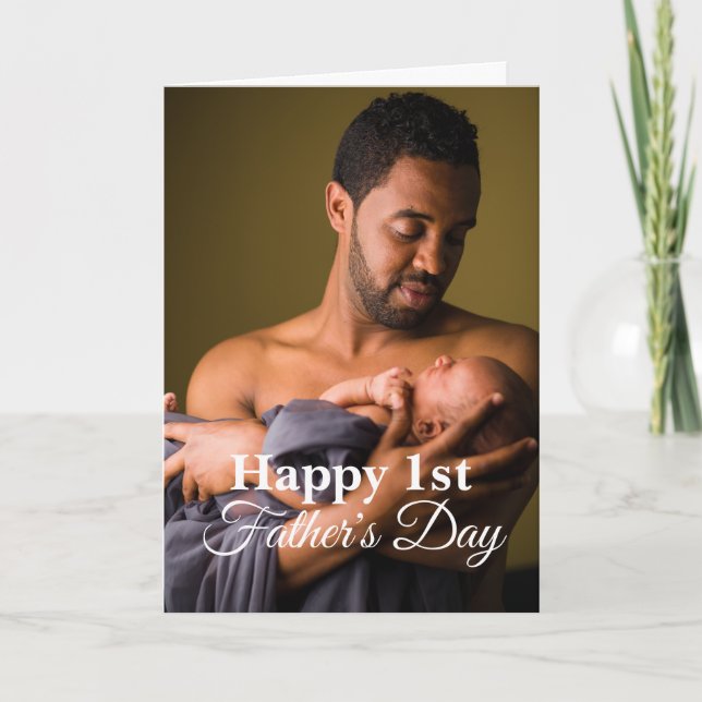Custom Photo First Father's Day Holiday Card (Front)