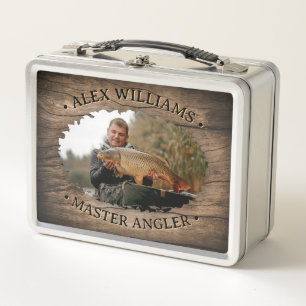 Custom Photo Fishing Box, Fisherman Gift for Dad Metal Lunch Box
