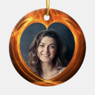 Custom Photo Flaming Orange Graduation Keepsake Ceramic Tree Decoration