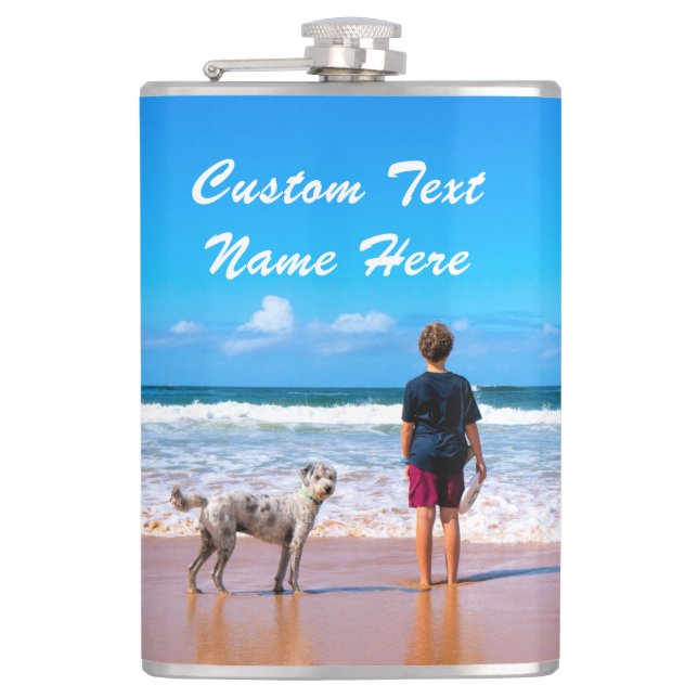 Custom Photo Flask Gift Your Photos and Text (Front)