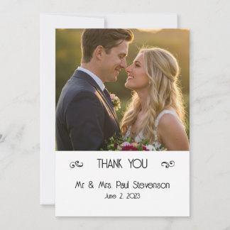 Custom Photo Flat Wedding Thank You Card