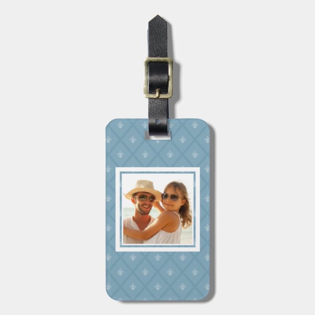 Custom Photo Fleur-de-lis pattern Luggage Tag (Front Vertical)