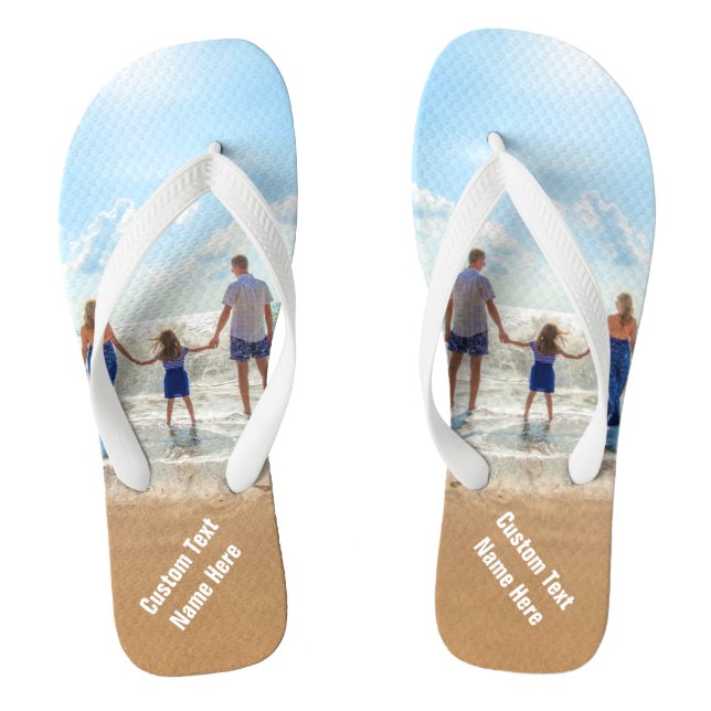 Custom Photo Flip Flops Gift Your Photos and Text (Footbed)