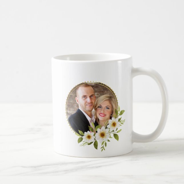 Custom Photo Floral Frame  Coffee Mug (Right)
