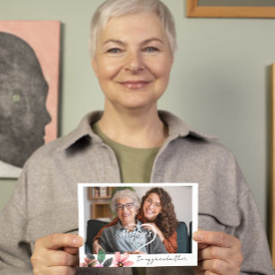 Custom Photo Floral Happy Mothers Day Grandmother  Holiday Card