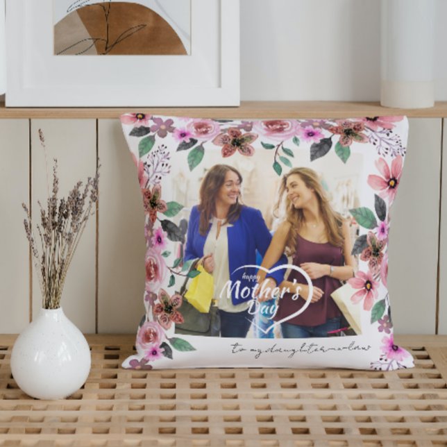 Custom Photo Floral Mothers Day daughter-in-law Cushion (Creator Uploaded)