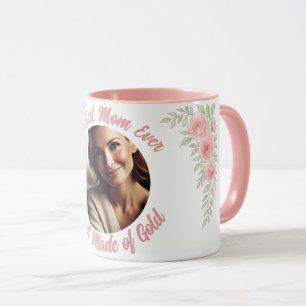 Custom Photo Floral Mug – The Best Mom Ever 