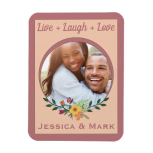 Custom Photo Floral Pink Personalised Magnet