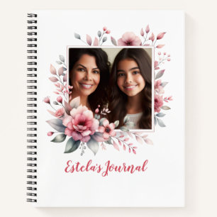 Custom Photo Floral Watercolor Gift For Mum Notebook
