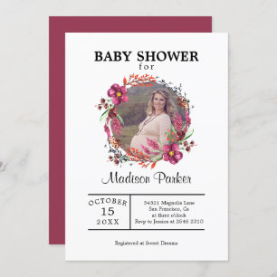 Custom Photo Floral Wreath  Invitation