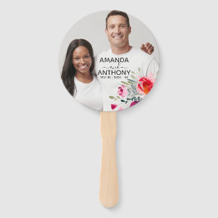 Custom photo flower & text hand fan