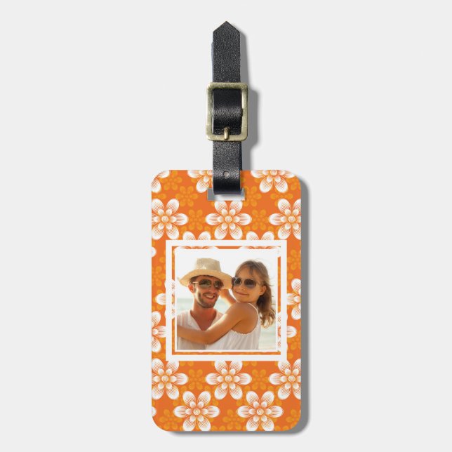 Custom Photo Flowers Pattern Luggage Tag (Front Vertical)