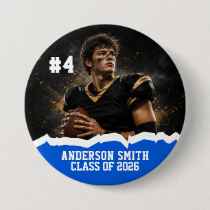 Custom Photo Football Class of 2026 Button Pin