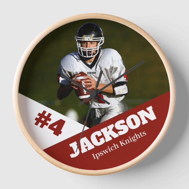 Custom photo football coach player thank you gift clock (Front)
