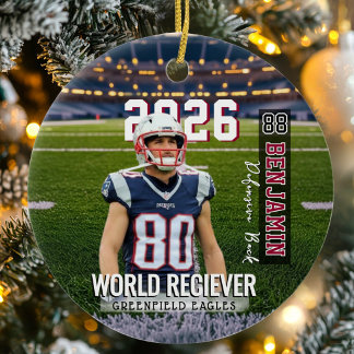 Custom Photo Football Player Ceramic Tree Decoration