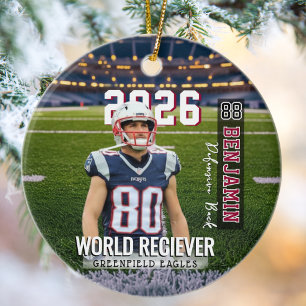 Custom Photo Football Player Ceramic Tree Decoration