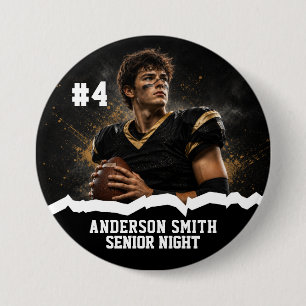 Custom Photo Football Senior Night Button Pin