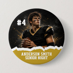 Custom Photo Football Senior Night Button Pin