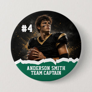 Custom Photo Football Team Captain Button Pin