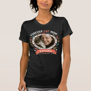 Custom Photo Forever Cat Mum Dark Black T-Shirt