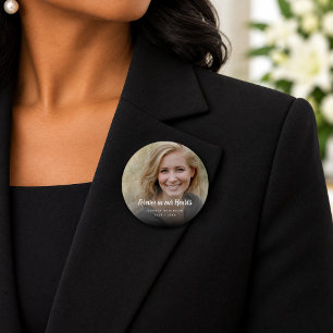 Custom Photo Forever In Our Hearts Funeral 3 Cm Round Badge