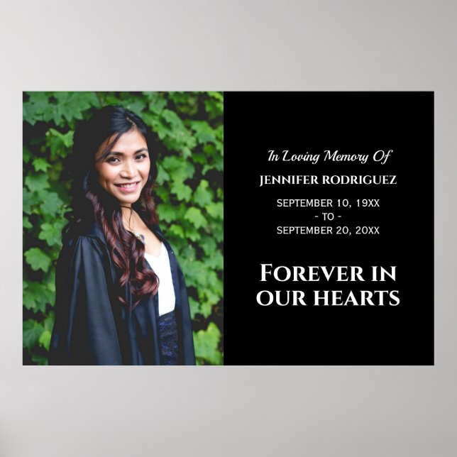 Custom Photo Forever In Our Hearts Modern Funeral Poster (Front)