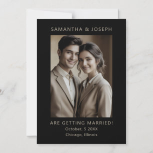 Custom Photo Formal Black Wedding Save the Date Magnetic Invitation