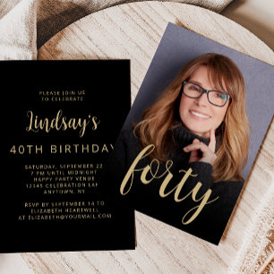 Custom Photo Forty 40th Birthday Party Invitation